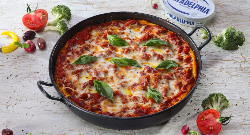 לזנייה ירקות ירוקים וגבינת פילדלפיה